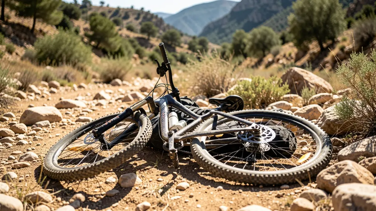 Generic image of a cyclist in a dry ravine.