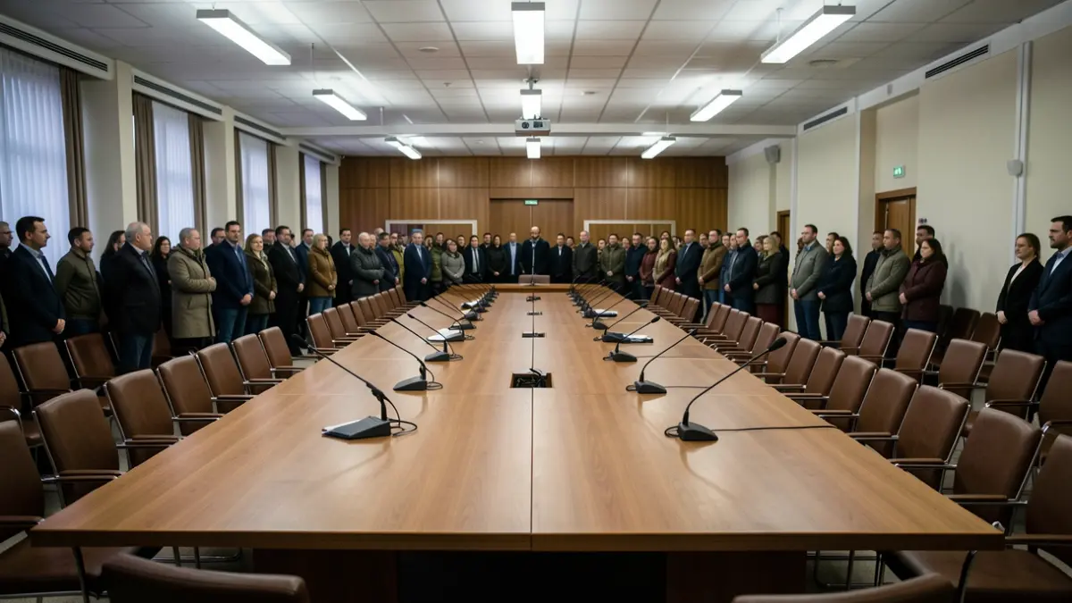 Imatge genèrica d'una sala de comissió d'investigació buida.
