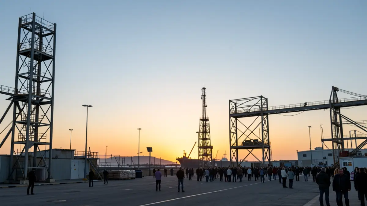 View of the Port of Sagunt during the assembly works for a cultural event.