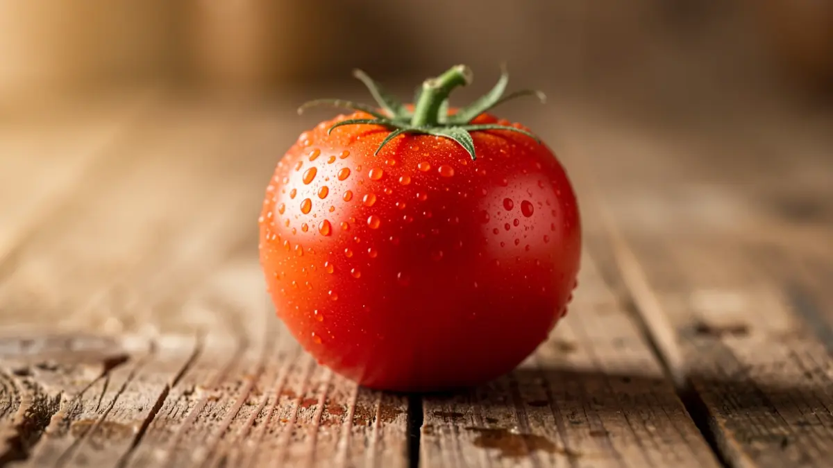 Imagen genérica de un tomate maduro con gotas de agua.