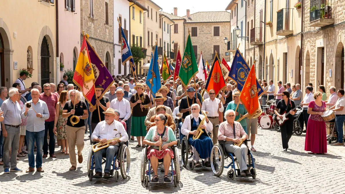 Imagen genérica de un desfile festivo con diversidad de participantes.