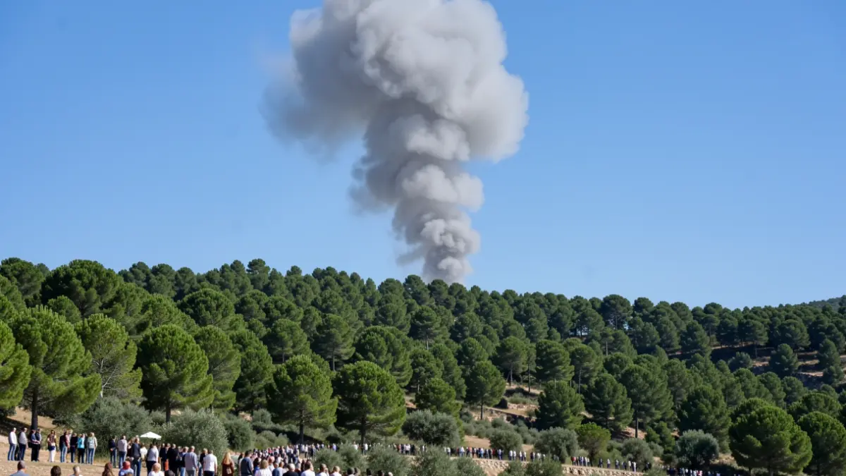 Generic image of a smoke column over a forest area.