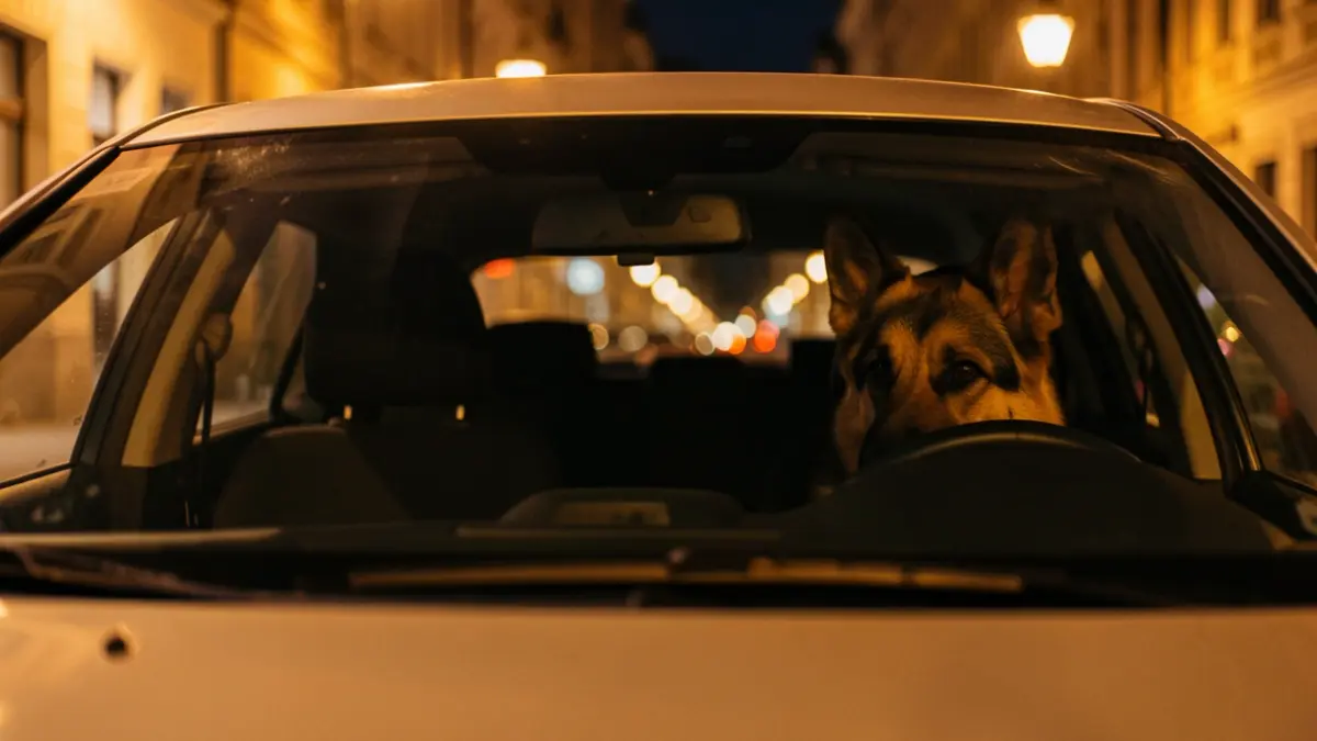 Imatge d'un gos perillós en el seient del copilot d'un cotxe.
