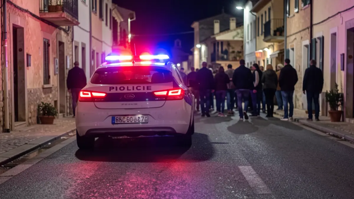 Imatge genèrica de llums policials en una carretera mullada de nit.