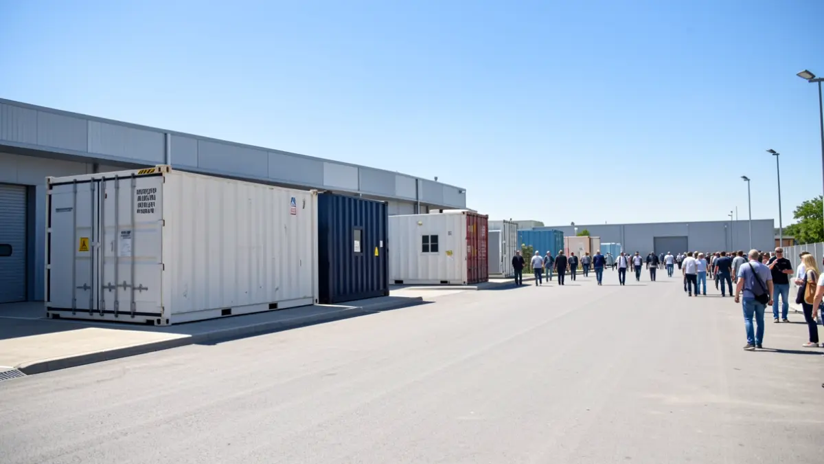 Generic image of a waste management facility with industrial containers.