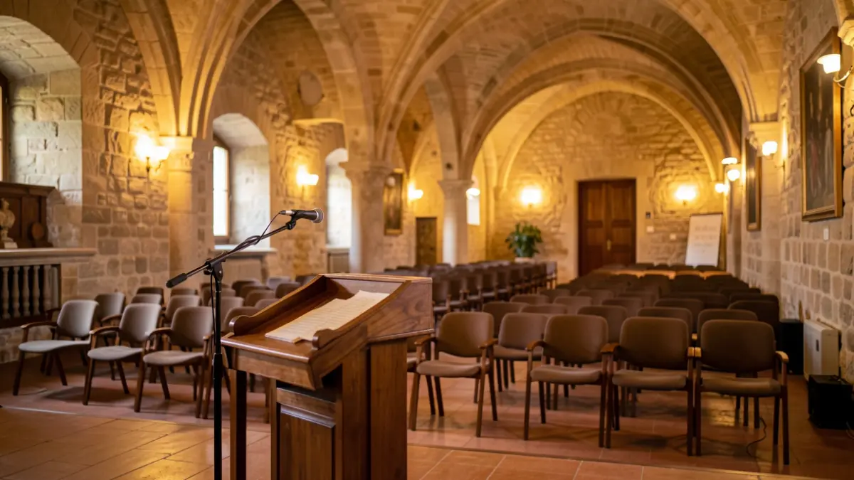 Image of the interior of Alaquàs Castle prepared for a cultural event.