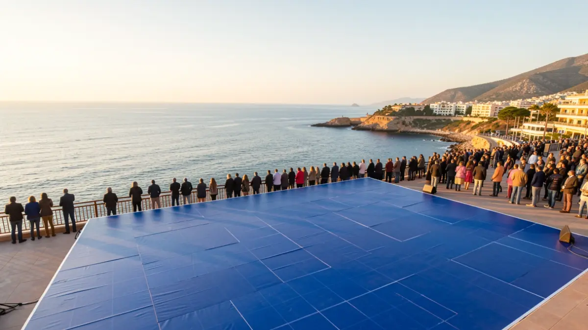 Imatge genèrica de l'escenari exterior del Festival FRESCA! a Casa Mediterráneo, Alacant, amb el mar al fons.