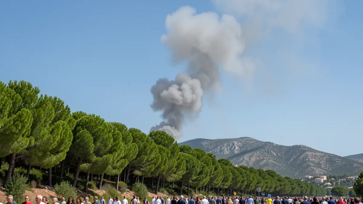 Imagen genérica de una columna de humo sobre un bosque mediterráneo.