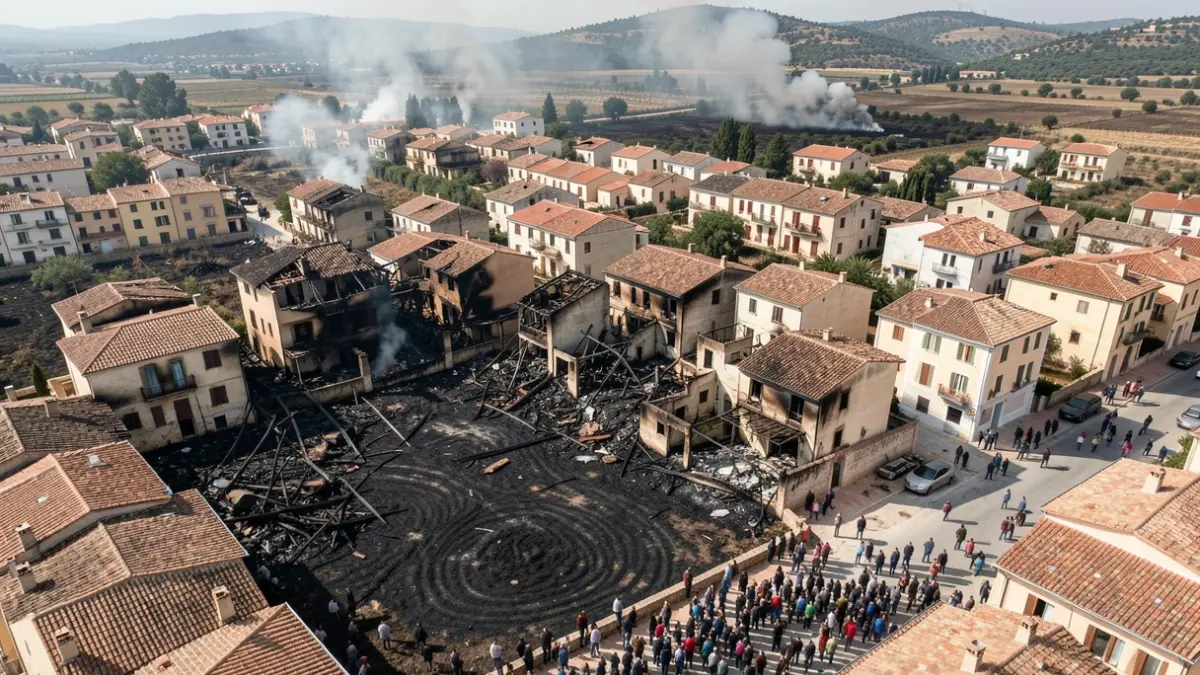 Imagen genérica de viviendas y edificios afectados por el fuego en La Vilavella.