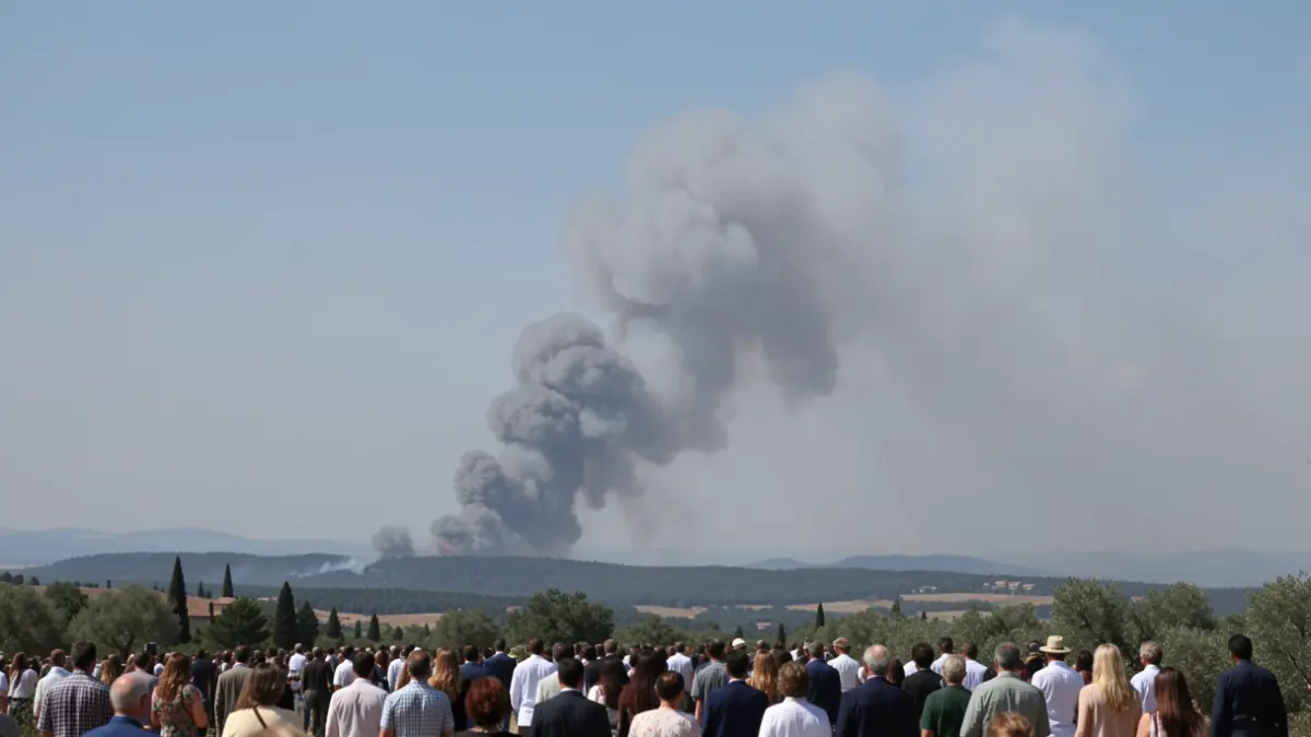 Imatge genèrica de fum d'incendi forestal sobre un paisatge.