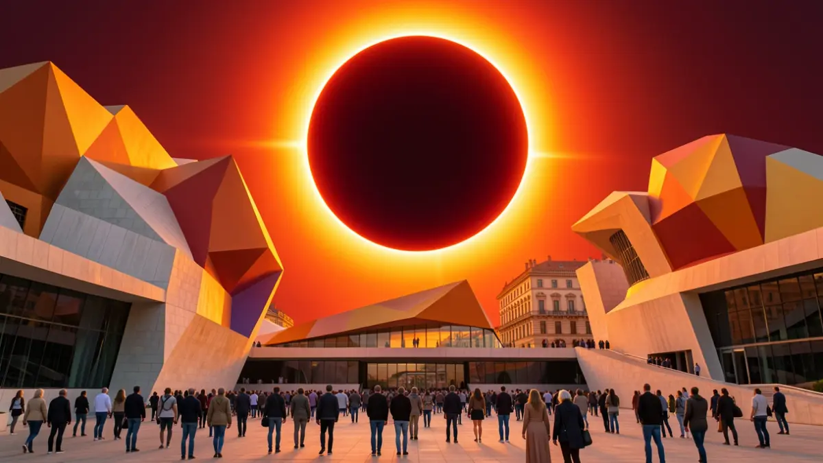 Imagen genérica de la Ciudad de las Artes y las Ciencias durante un eclipse solar.