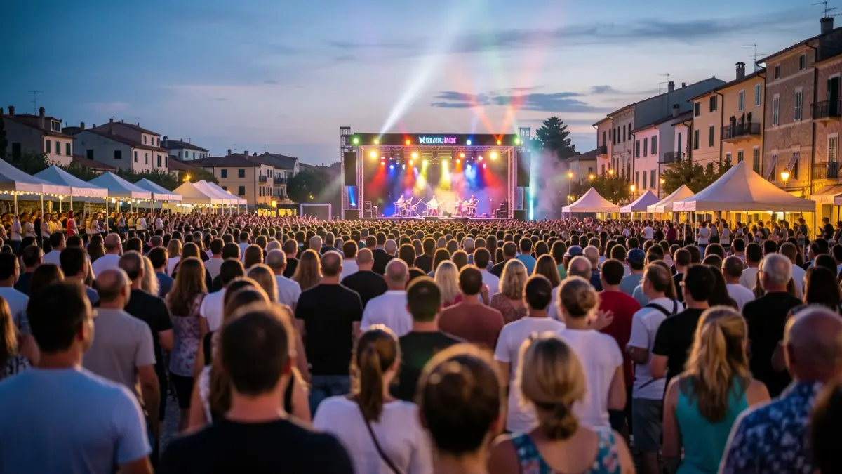 Imagen genérica de un festival de música al aire libre al atardecer.