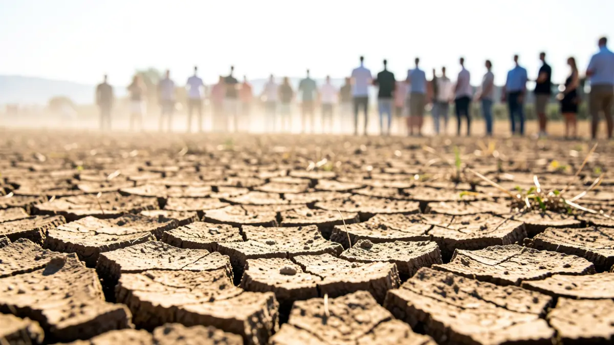 Imatge genèrica de terra seca i esquerdada per la calor estival en un camp.