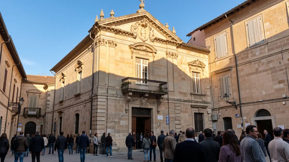 Façana de l'ajuntament de Sagunt en una vesprada assolellada.