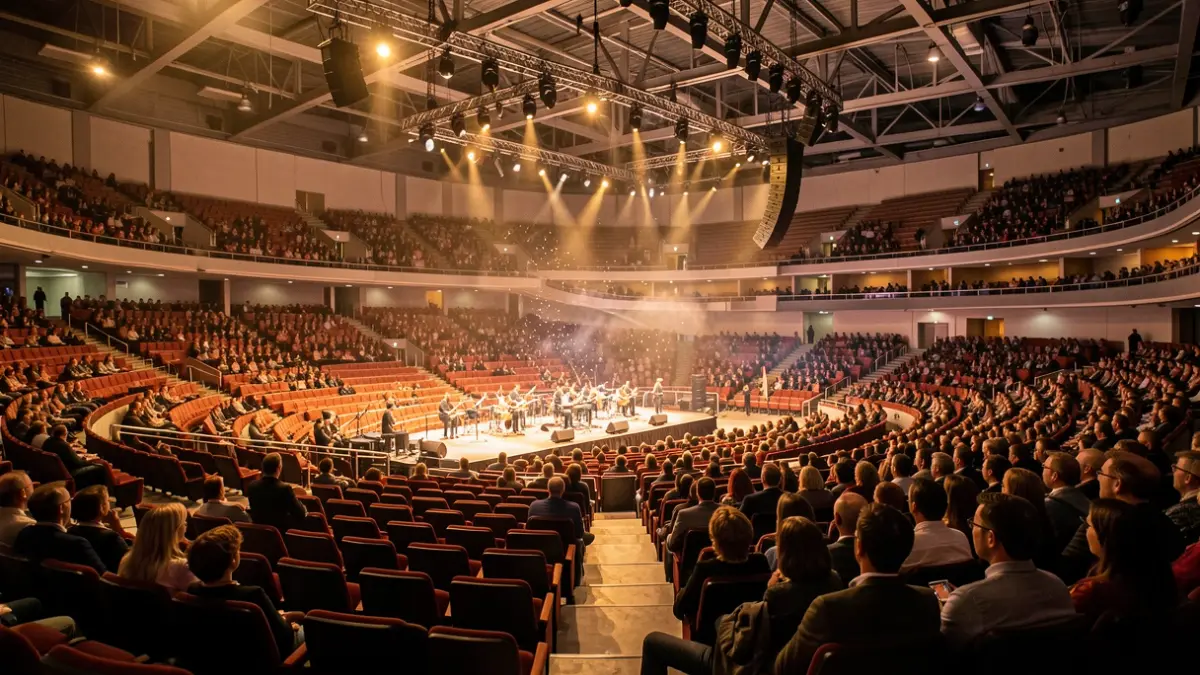 Imagen genérica de un escenario de conciertos en un recinto moderno.