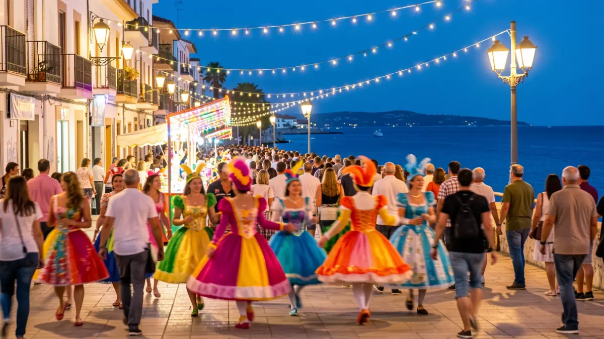 Imatge genèrica d'una celebració de Summer Carnaval a Vinaròs amb disfresses i llums.