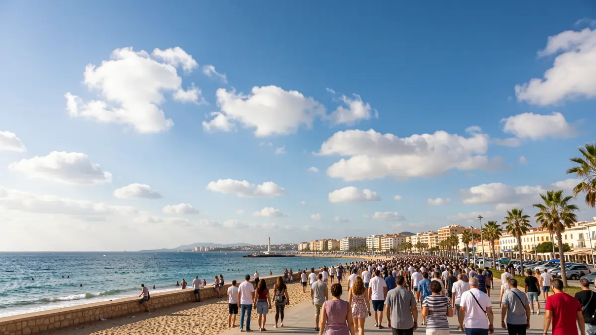 Imatge genèrica del cel i la costa de Gandia amb sol i núvols.