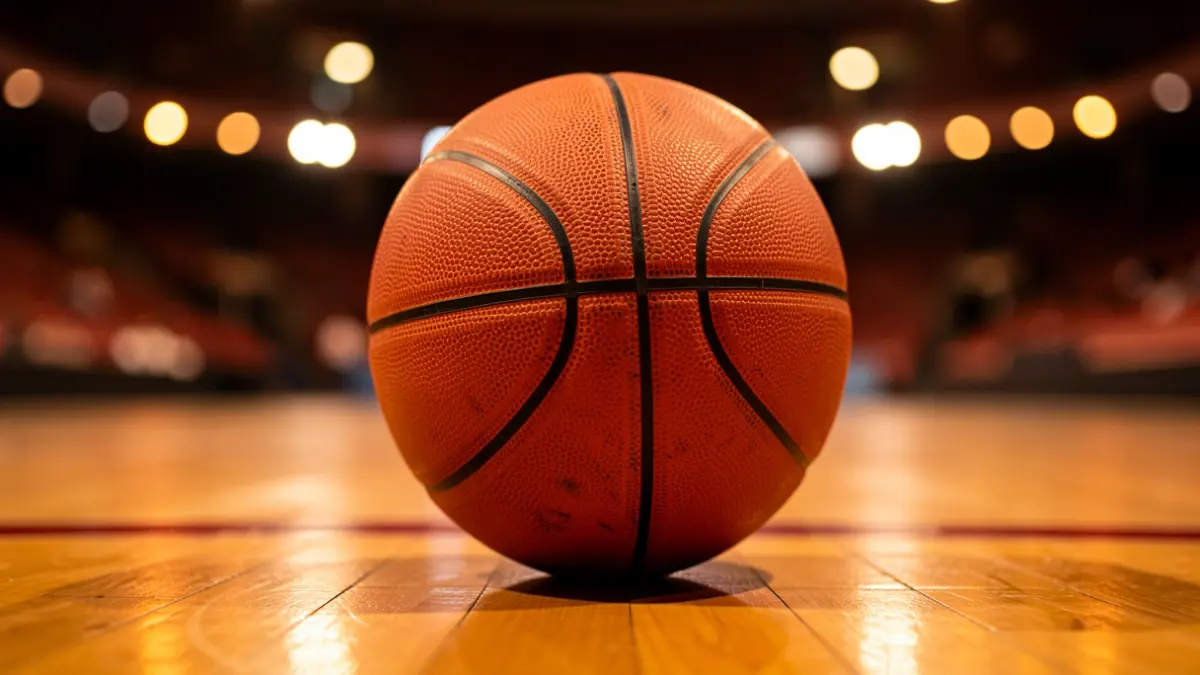 Imagen genérica de un balón de baloncesto sobre la pista.