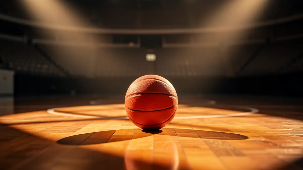 Imagen genérica de una cancha de baloncesto con un balón.