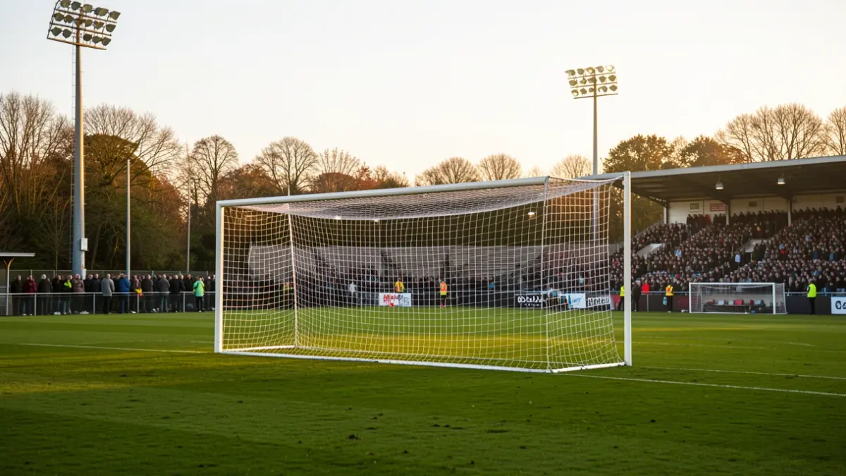 Imatge genèrica d'un camp de futbol amb llums d'estadi.