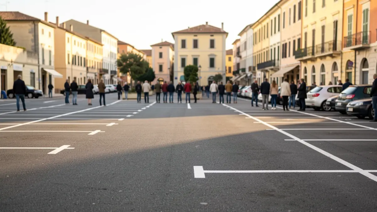 Imagen genérica de un aparcamiento público urbano con plazas delimitadas.