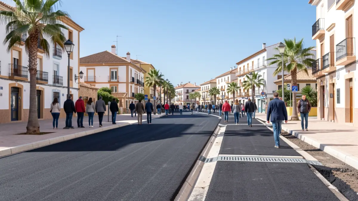 Imatge de la renovació de l'asfalt i millora del drenatge al carrer Passeig de Ronda a Elda.