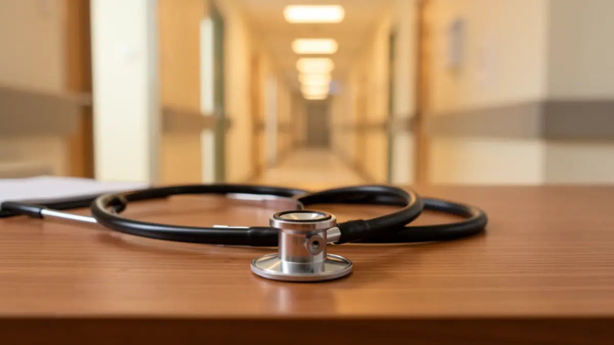 Imagen genérica de un estetoscopio sobre una mesa médica en un entorno hospitalario.