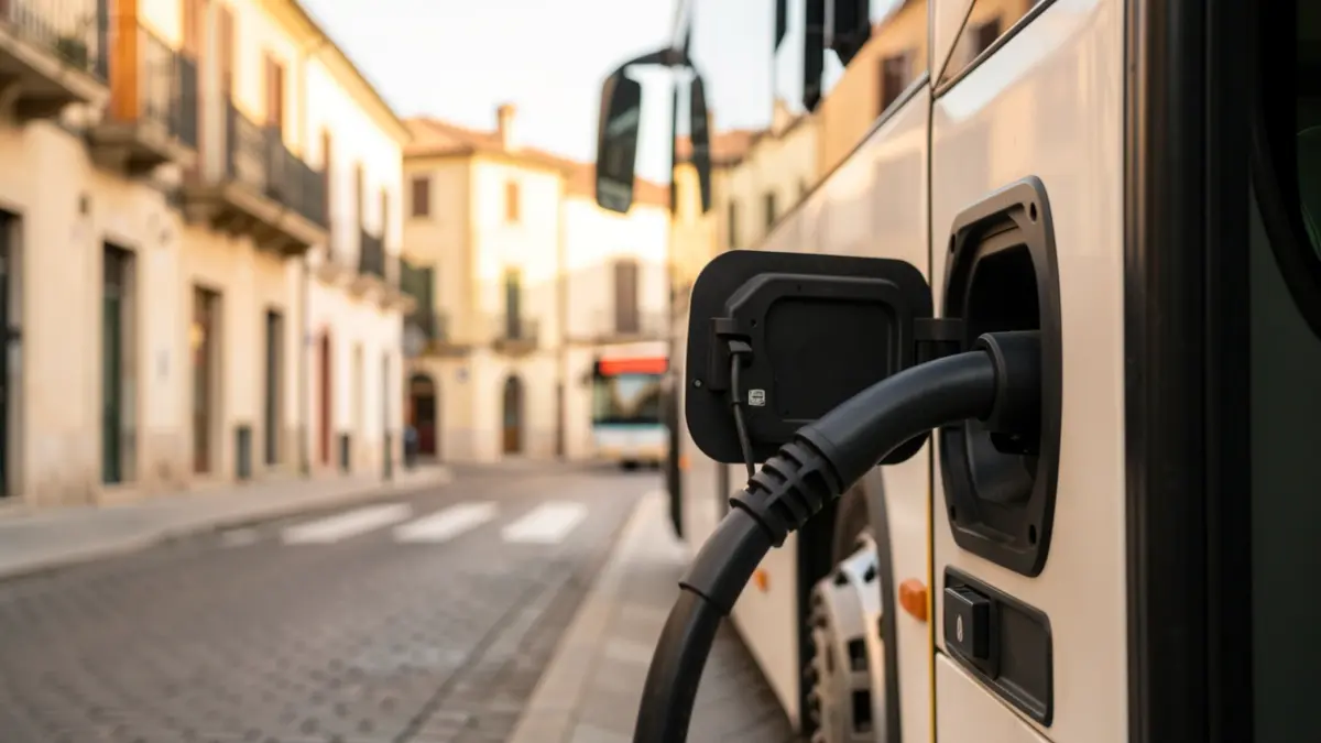 Imatge genèrica d'un punt de recàrrega d'autobús elèctric.