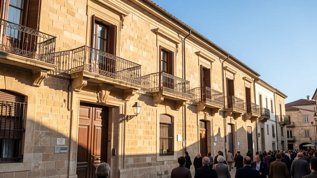 Fachada del Ayuntamiento de Elche en un día soleado.