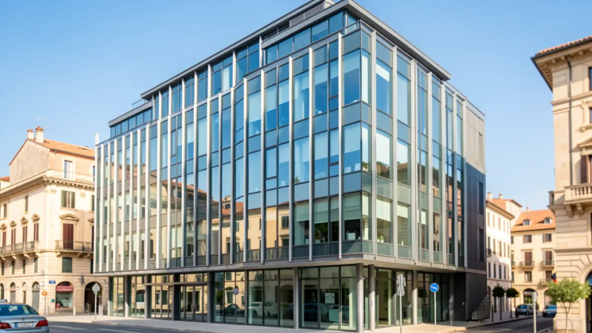 Imagen genérica de un edificio de oficinas moderno en una ciudad mediterránea.