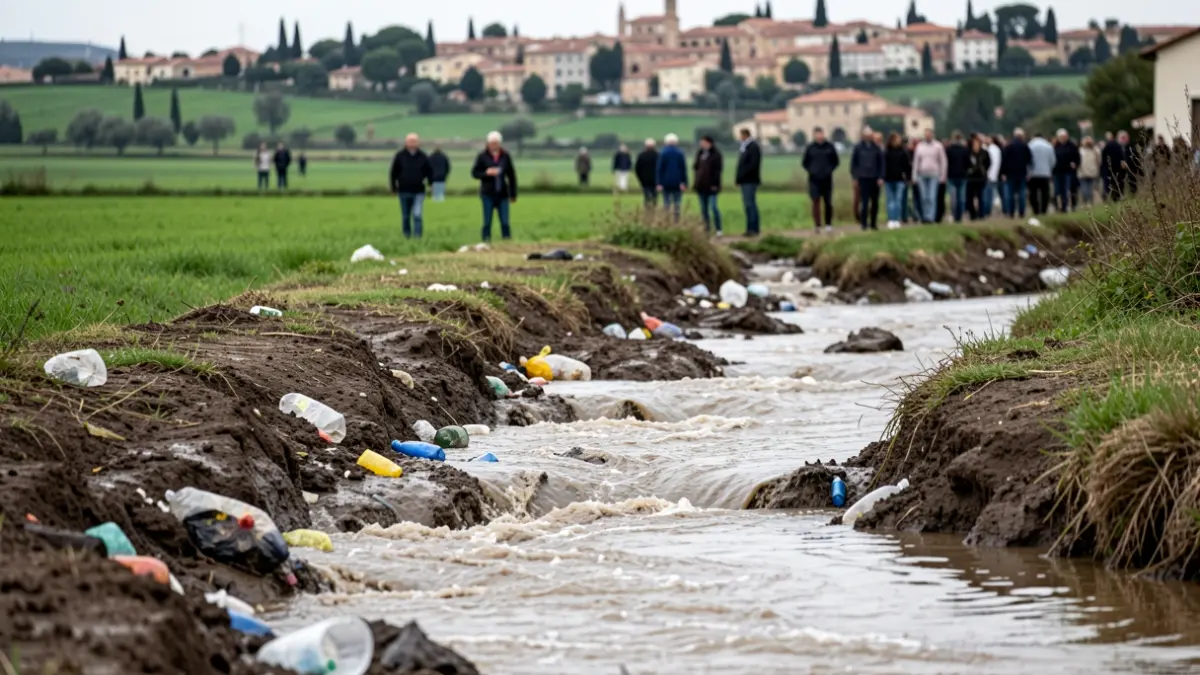 Imagen de un barranco con agua contaminada cerca de L'Albufera.