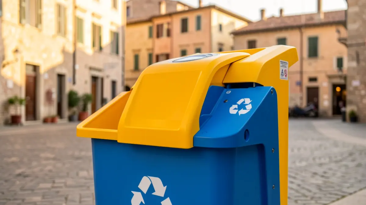 Imatge genèrica d'un contenidor de reciclatge modern amb càrrega lateral.