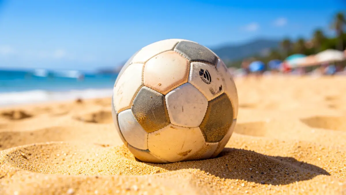 Generic image of a beach handball on the sand.