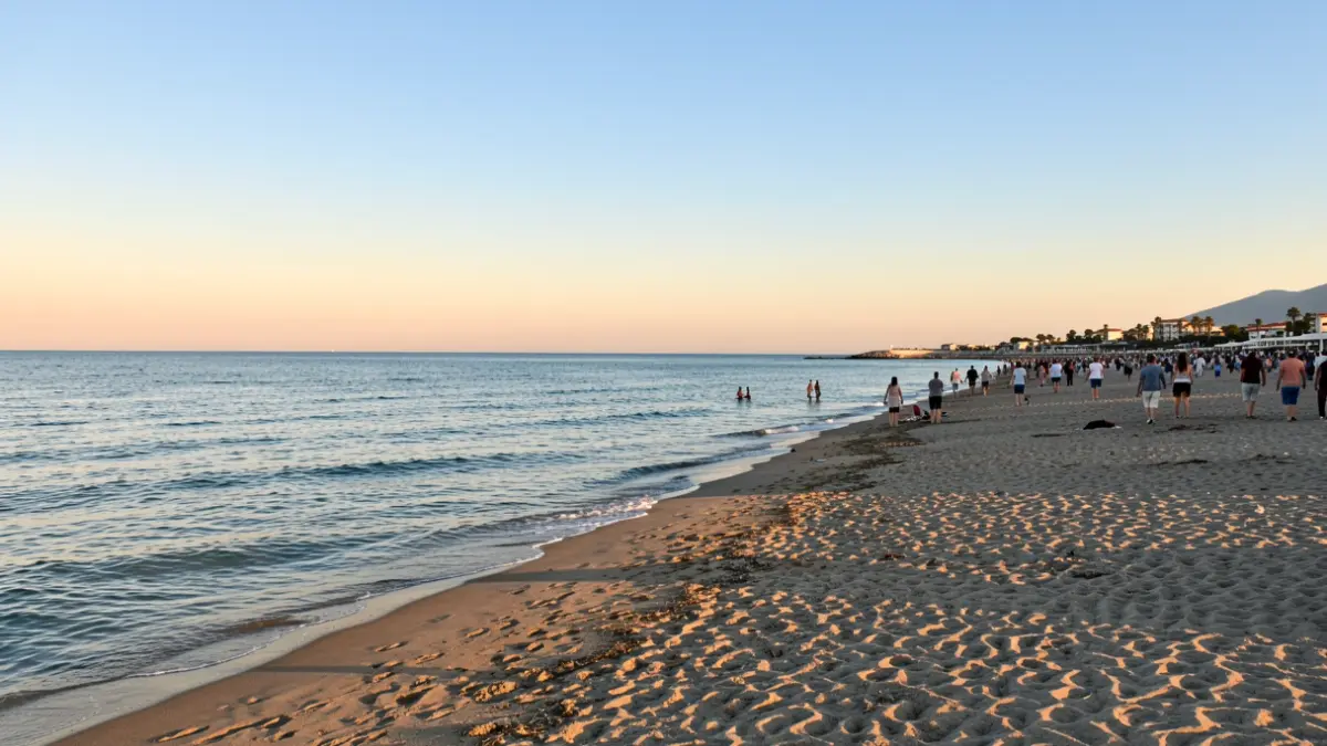 Generic image of a Mediterranean beach on a sunny day.