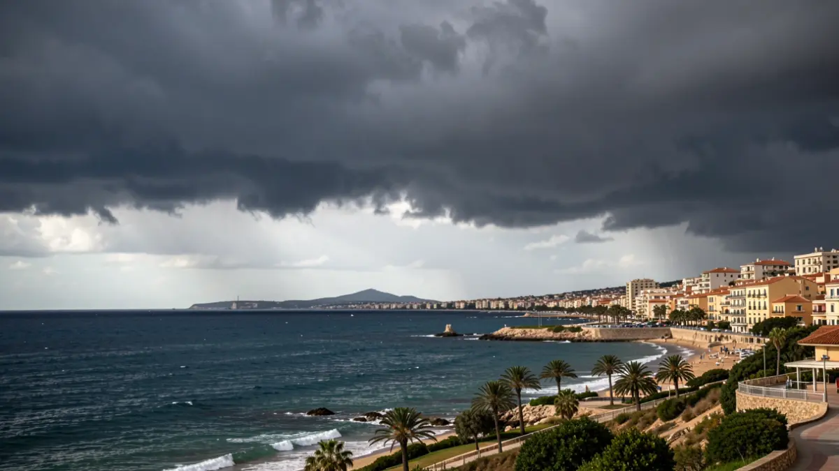 Imatge genèrica de cel tempestuós sobre la costa de Gandia amb indicis de pluja.