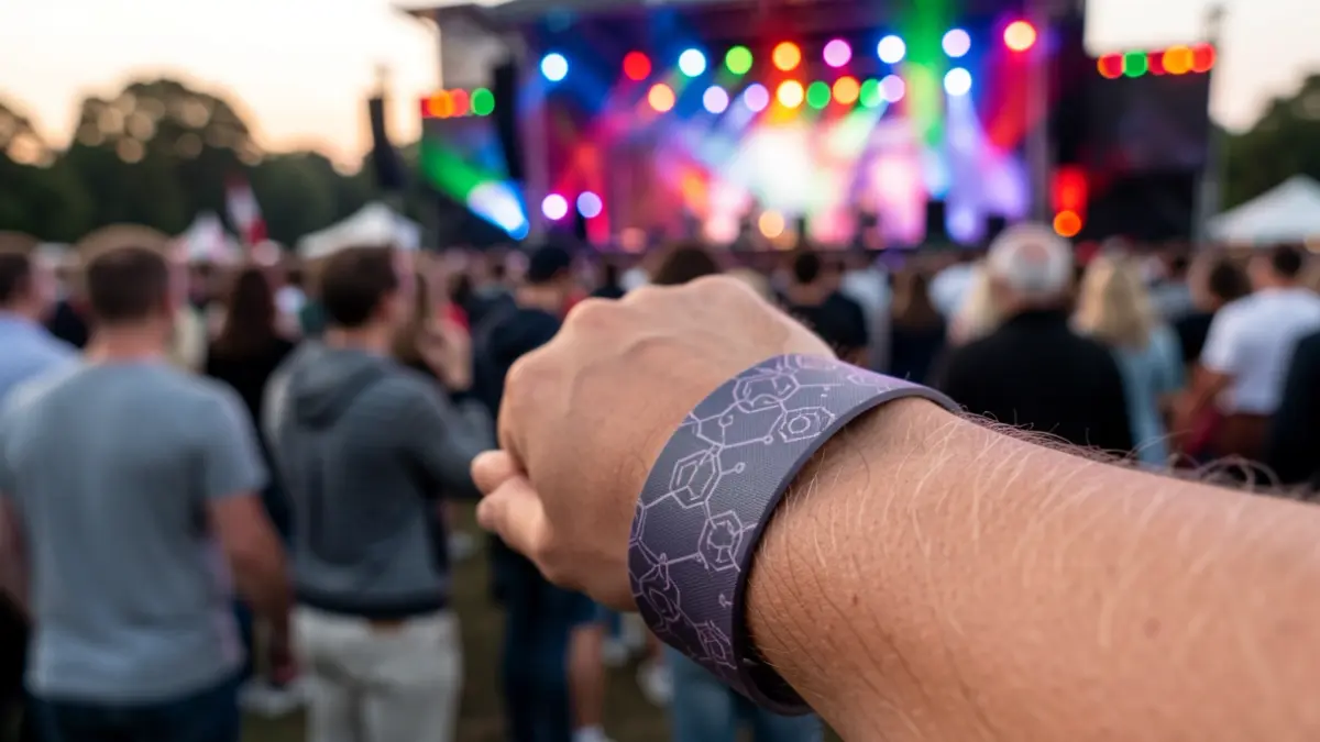 Generic image of a festival wristband with a design suggesting chemical detection.
