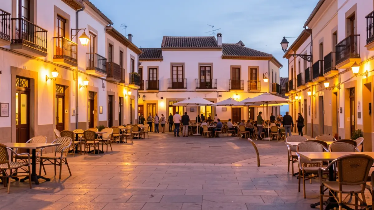 Imagen genérica de una plaza mediterránea iluminada al atardecer.