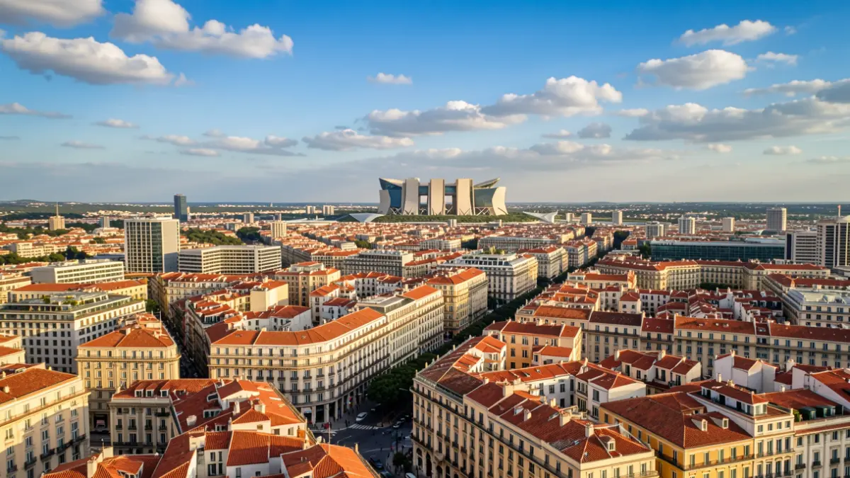 Vista aèria de la ciutat de Castelló amb la Ciutat de les Arts i les Ciències al fons.