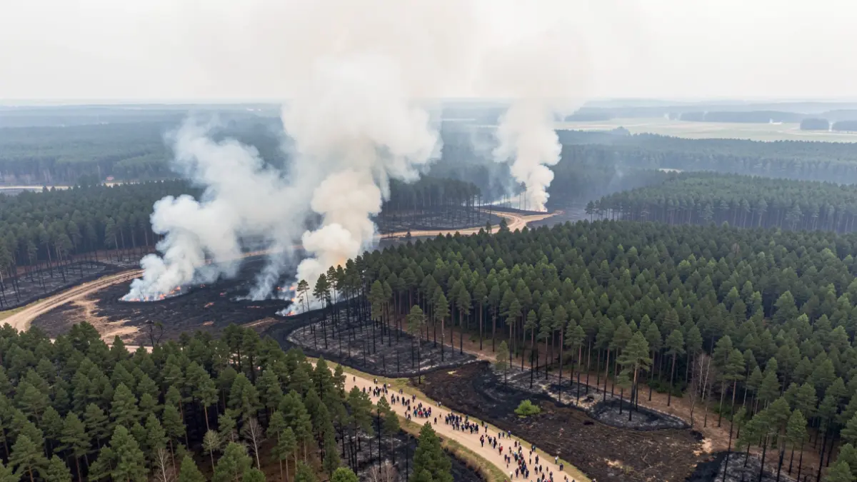 Generic image of a large forest fire with smoke rising into the sky.