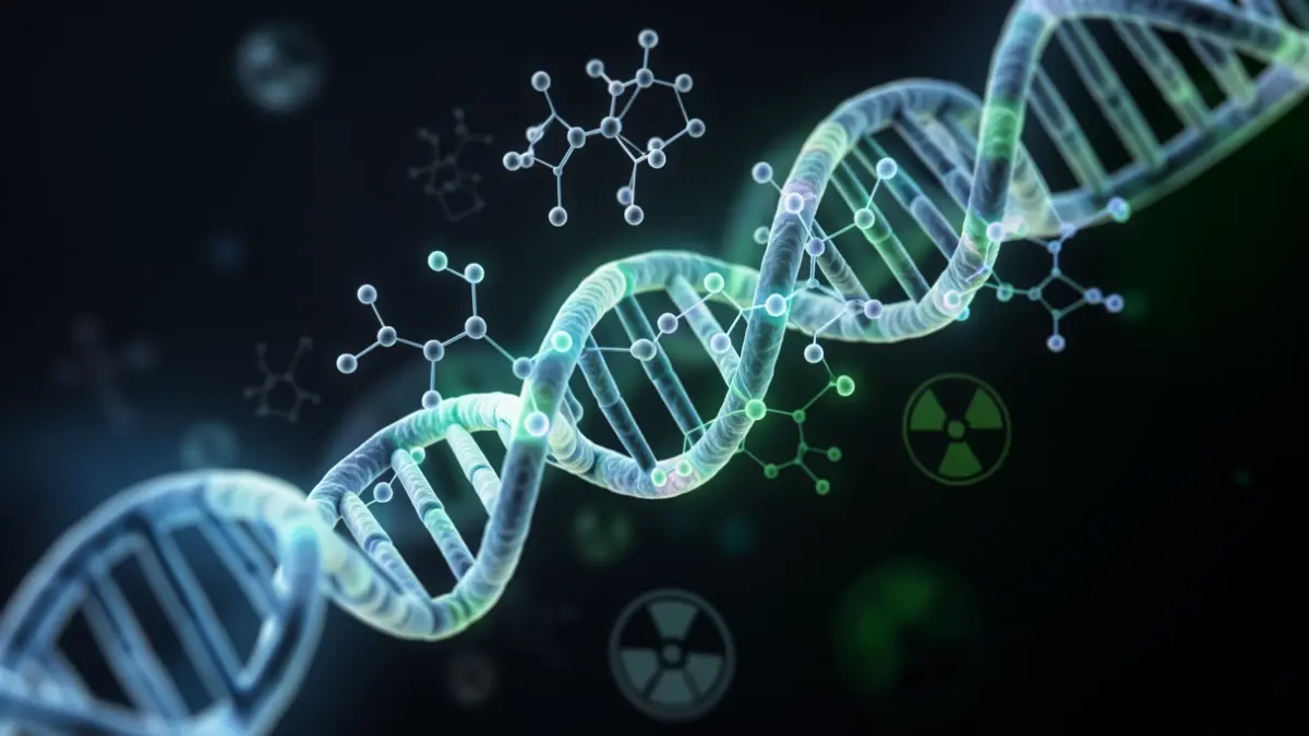 Imatge genèrica de recerca mèdica amb estructures moleculars brillants.