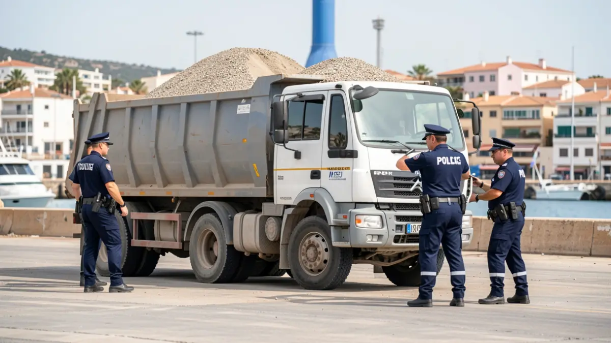Imatge d'una operació policial a Alacant amb un camió interceptat.