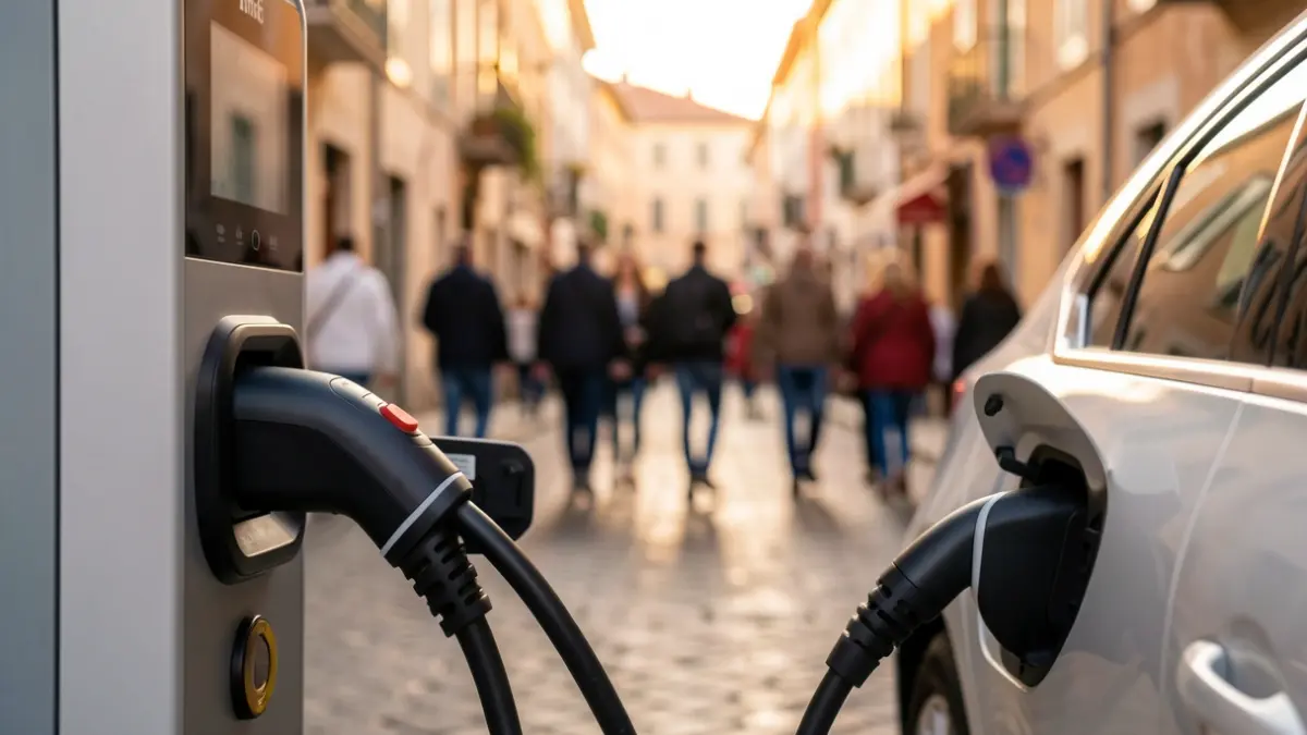 Generic image of an electric vehicle charging point in an urban setting.