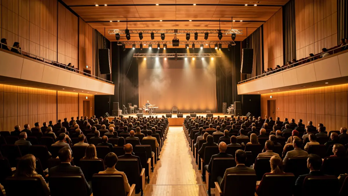 Imagen genérica de una sala de conciertos con iluminación profesional.