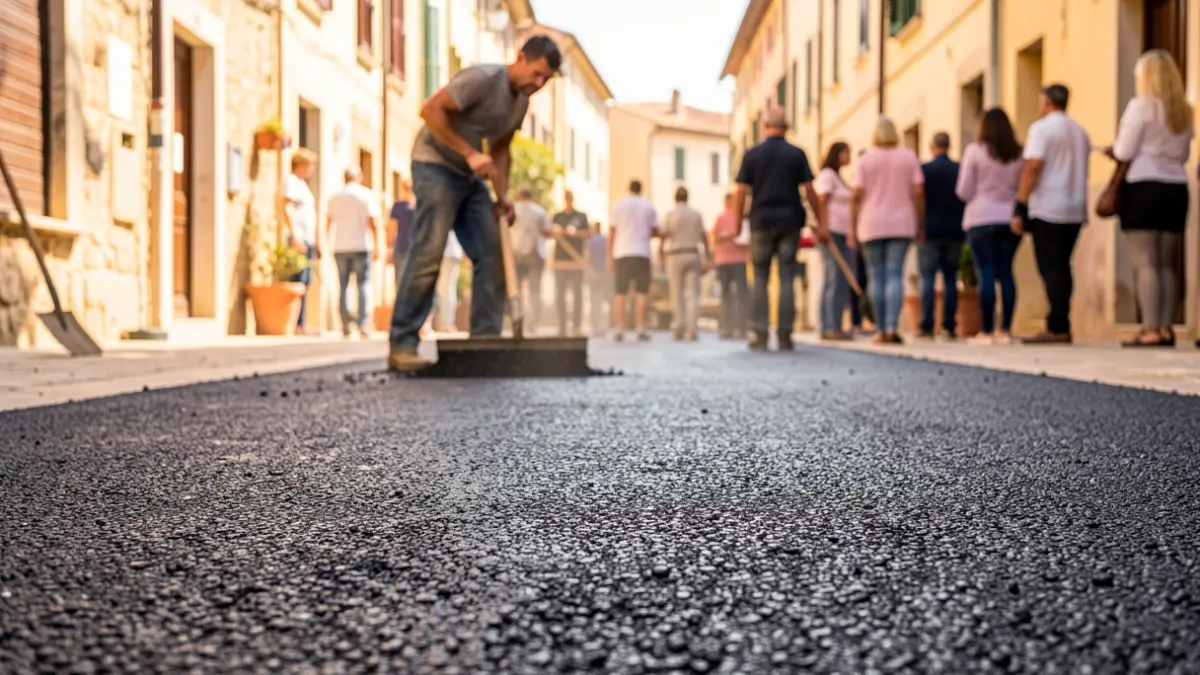 Imatge genèrica d'obres de pavimentació en una localitat valenciana.