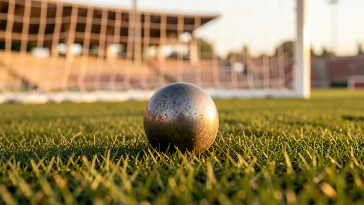 Imatge genèrica d'una bola de llançament de pes en un estadi.