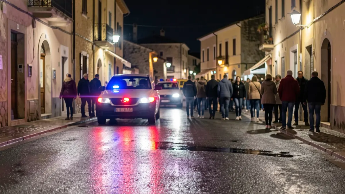 Imagen genérica de luces de emergencia reflejadas en el asfalto durante la noche.