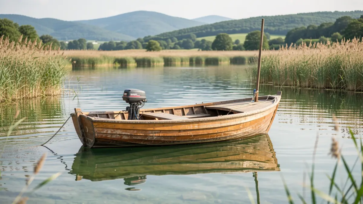 Generic image of a boat with an electric motor in a natural park.