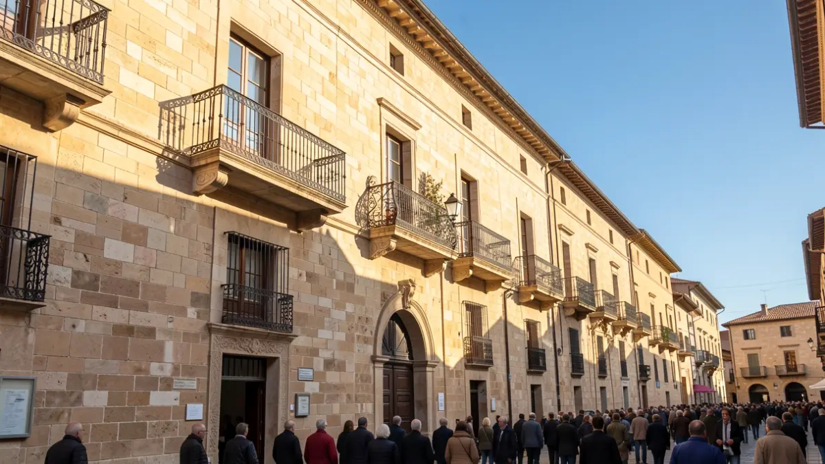 Façana de l'Ajuntament de València durant una vesprada assolellada.