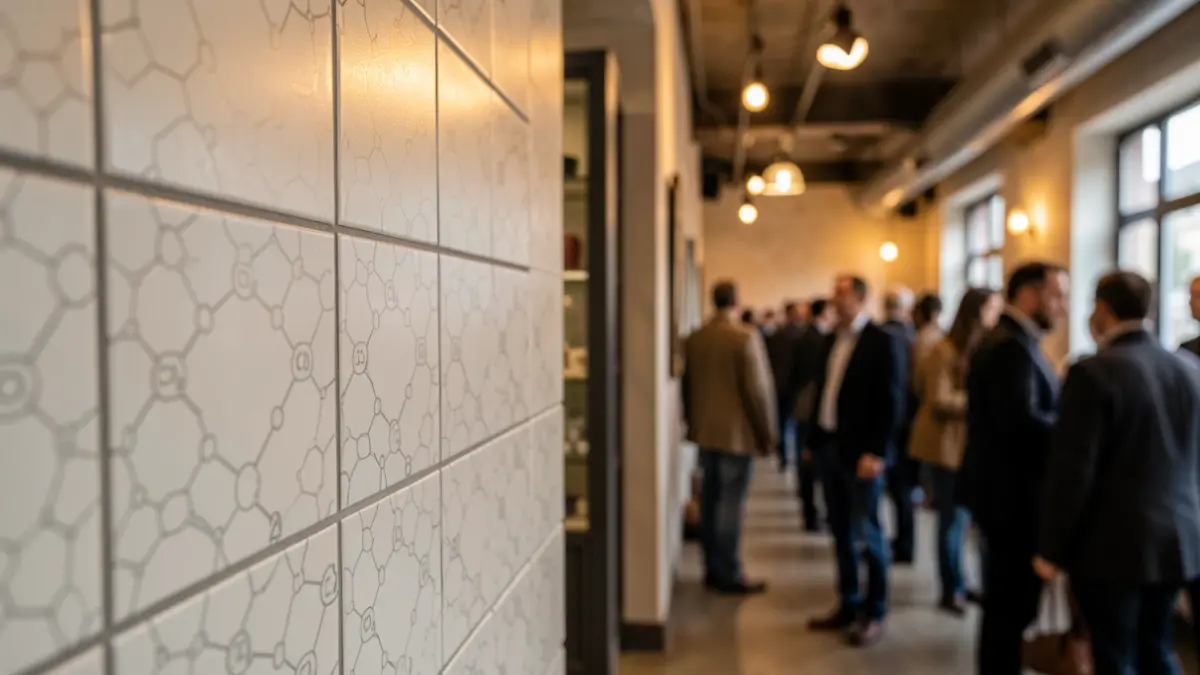 Generic image of ceramic tiles with a CO2 molecule pattern.