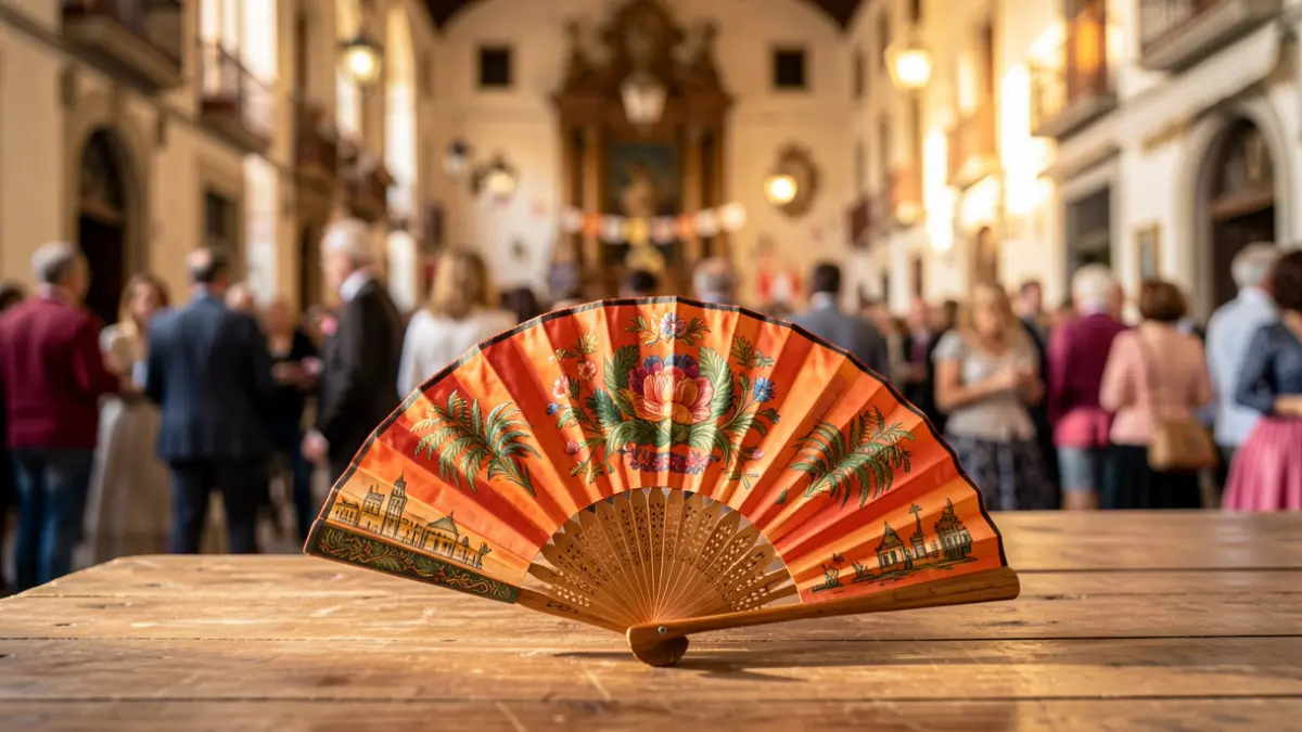 Imatge genèrica d'un ventall tradicional valencià sobre una taula de fusta.